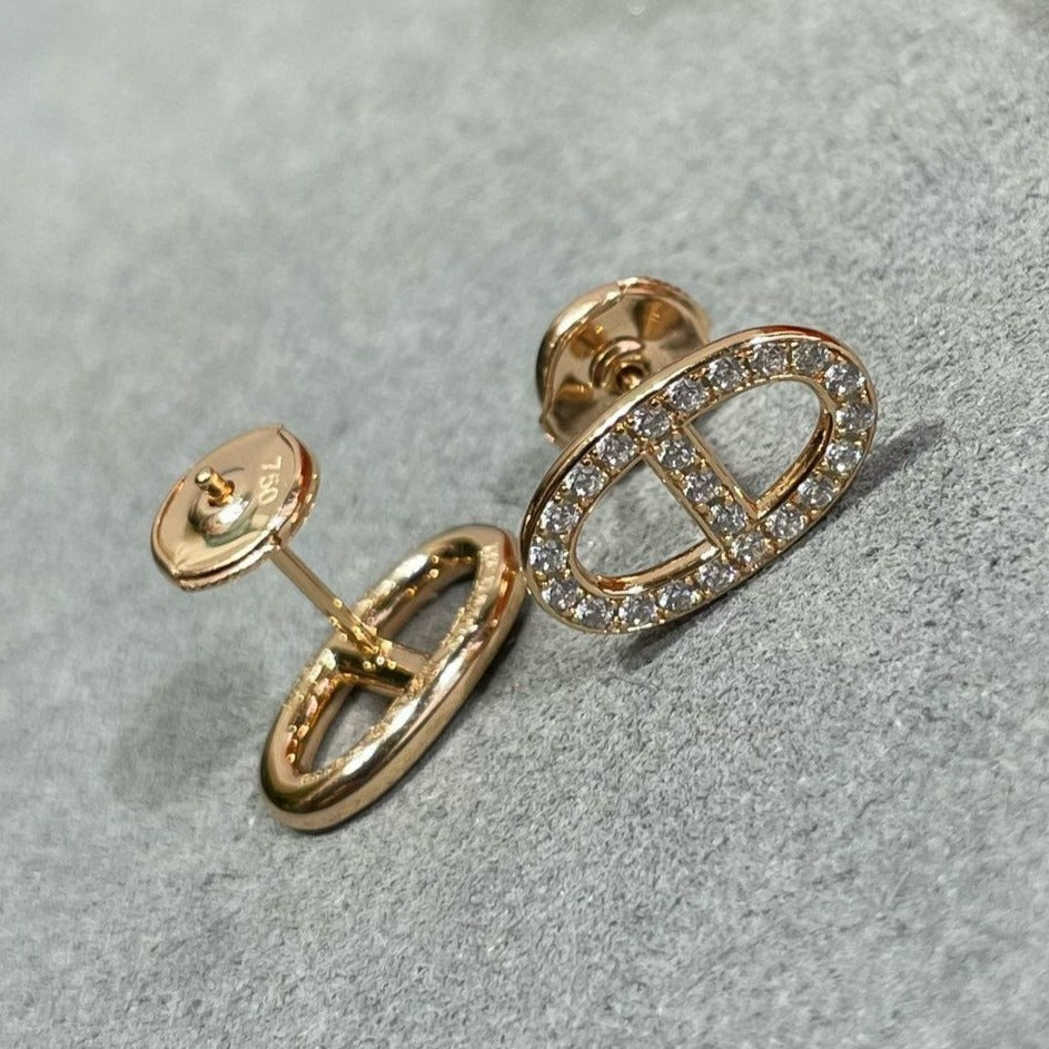 [LunaMar]HM FULL DIAMOND PIG NOSE STUD EARRINGS