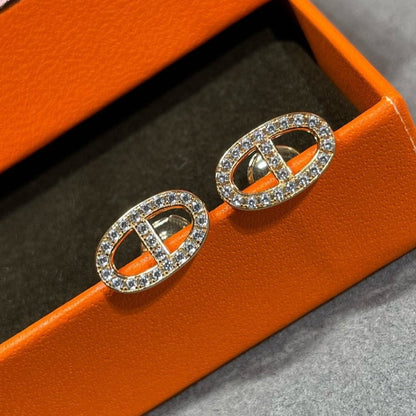 [LunaMar]HM FULL DIAMOND PIG NOSE STUD EARRINGS