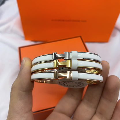 [LunaMar]CLASSIC HM CLIC WHITE 8MM ENAMEL BRACELET