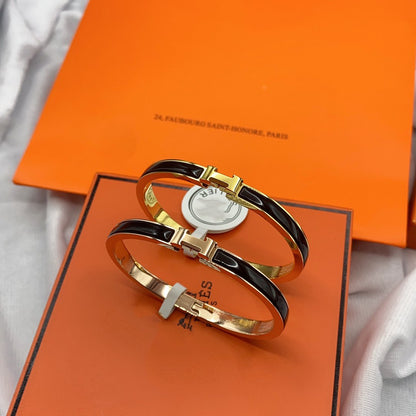 [LunaMar]CLASSIC HM CLIC BLACK 8MM ENAMEL BRACELET