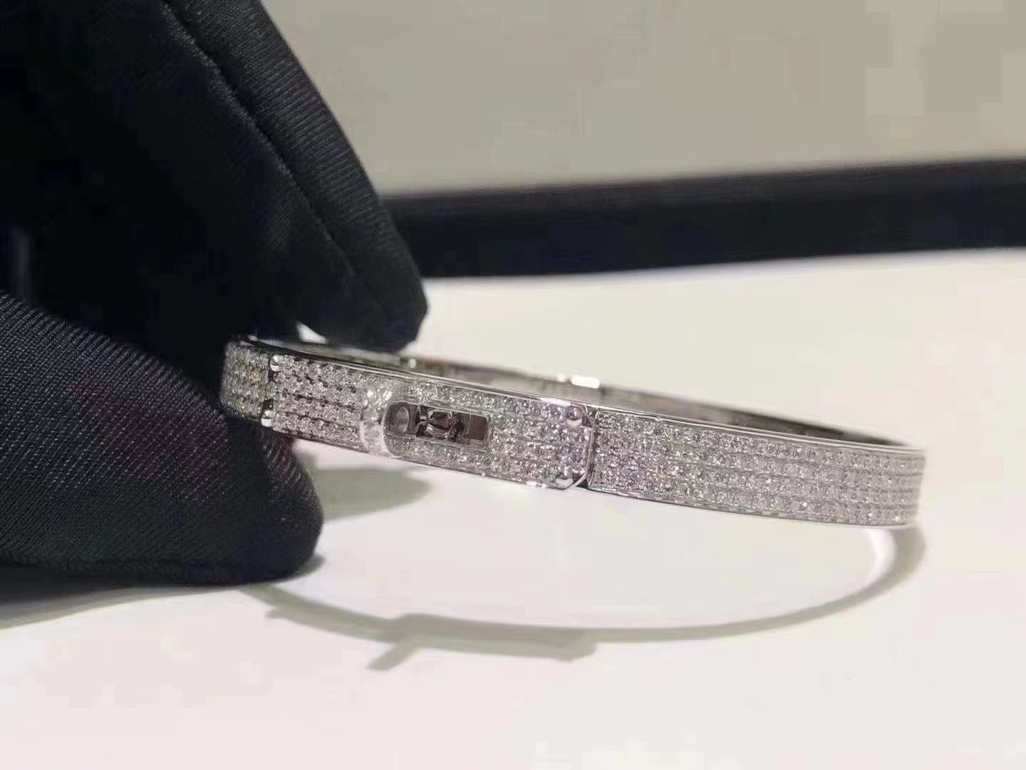 [LunaMar]HM KELLY BRACELET IN SILVER AND FULL PAVE DIAMOND
