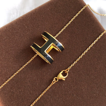 [LunaMar]HM CLIC BLACK ENAMEL GOLD NECKLACE