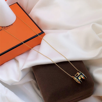 [LunaMar]HM CLIC BLACK ENAMEL GOLD NECKLACE