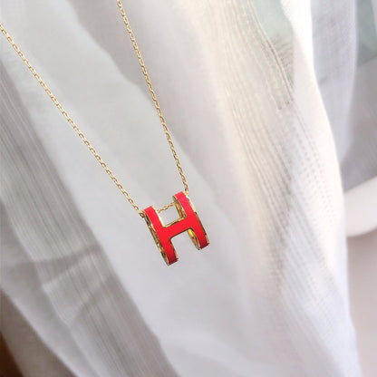 [LunaMar]HM CLIC RED ENAMEL GOLD NECKLACE