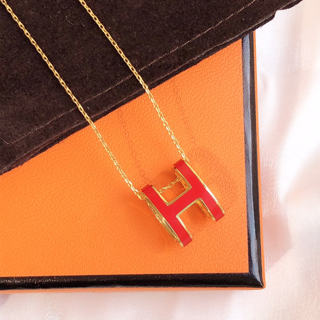 [LunaMar]HM CLIC RED ENAMEL GOLD NECKLACE