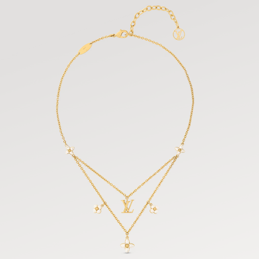 [LunaMar]FLOWERGRAM GOLD MOP DOUBLE ROW NECKLACE