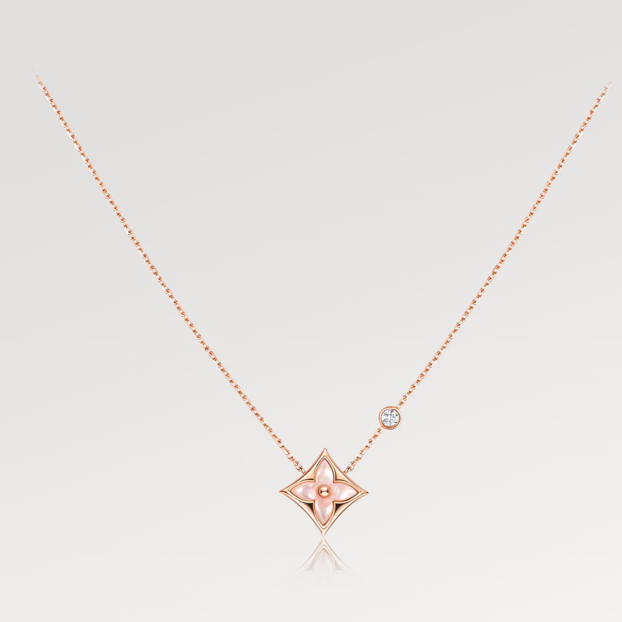 [LunaMar]STAR PINK MOP 1 DIAMOND ROSE GOLD NECKLACE