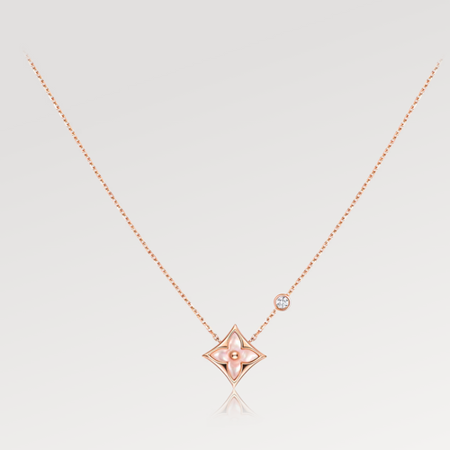 [LunaMar]STAR PINK MOP 1 DIAMOND ROSE GOLD NECKLACE