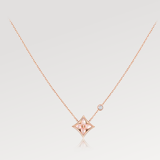 [LunaMar]STAR PINK MOP 1 DIAMOND ROSE GOLD NECKLACE