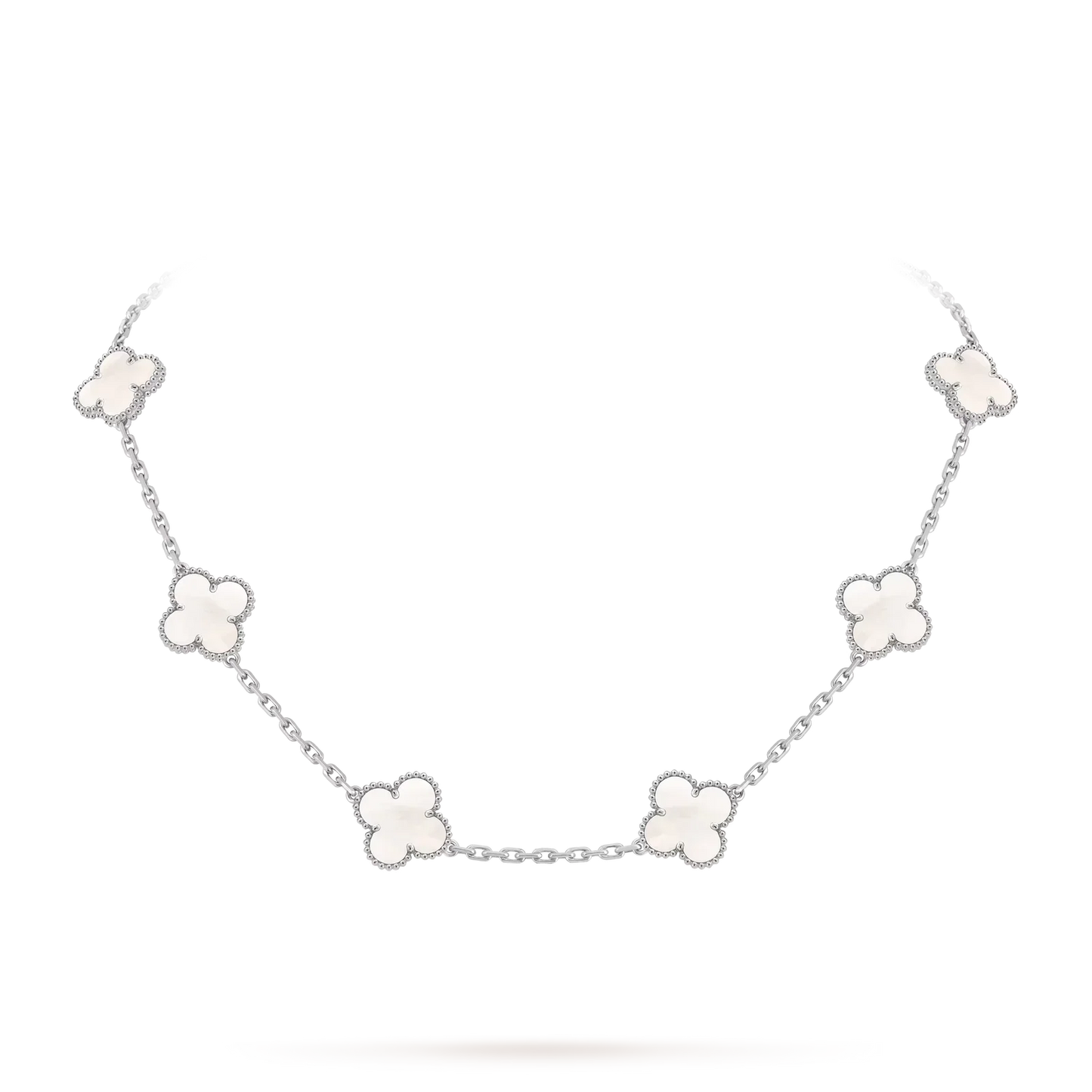 [LunaMar]CLASSIC LUCKY 10-MOTIF CLOVER NECKLACE WHITE GOLD COLLECTION