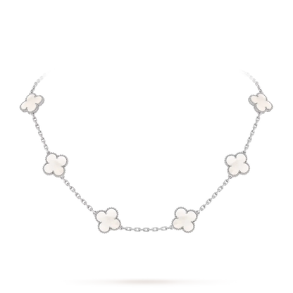 [LunaMar]CLASSIC LUCKY 10-MOTIF CLOVER NECKLACE WHITE GOLD COLLECTION