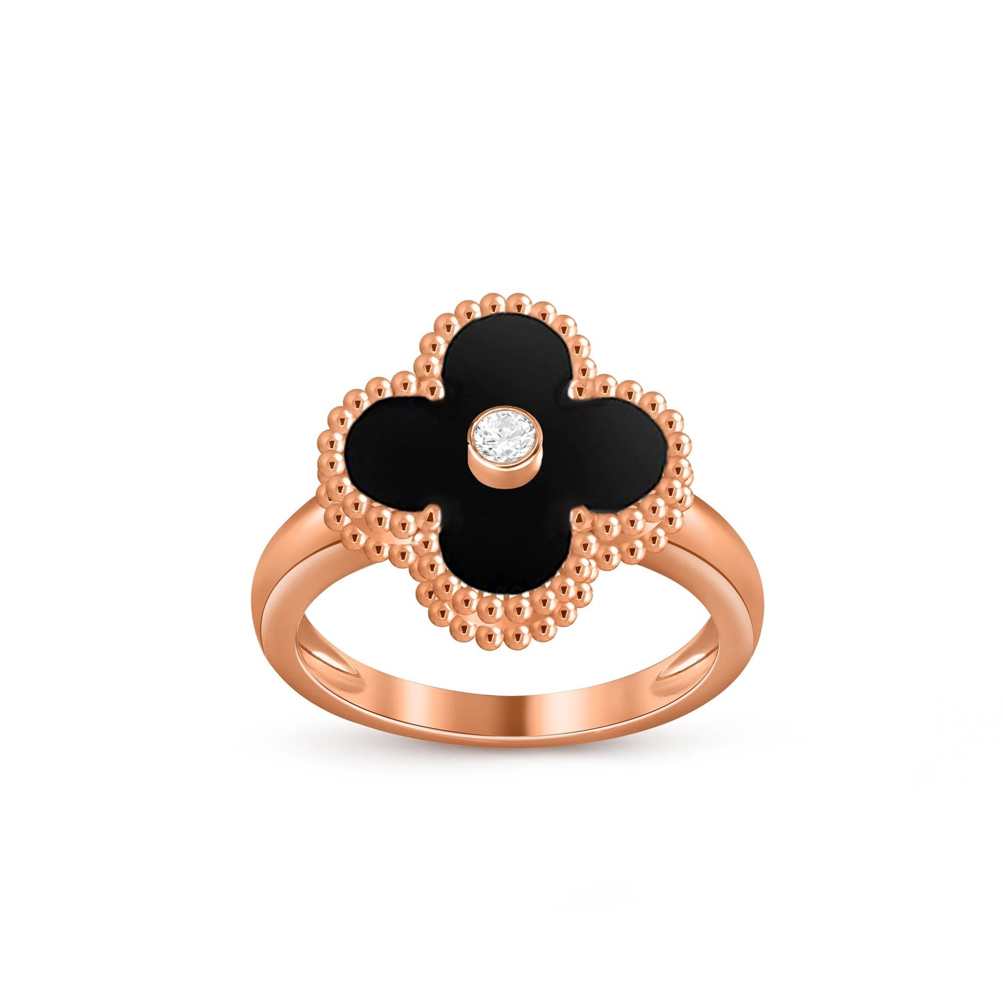 [LunaMar]LUCKY CLOVER DIAMOND-ACCENT ROSE GOLD RING COLLECTION
