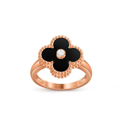 [LunaMar]LUCKY CLOVER DIAMOND-ACCENT ROSE GOLD RING COLLECTION