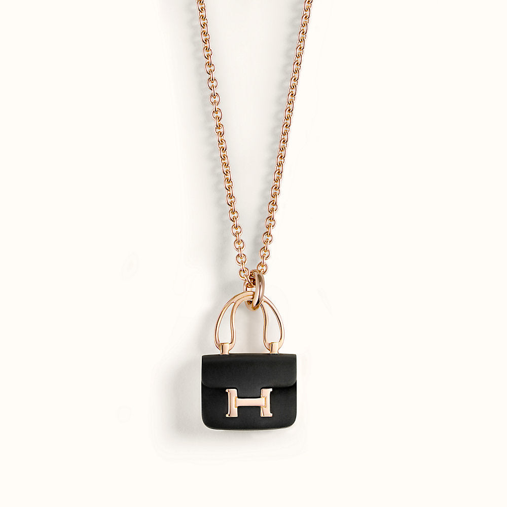 [LunaMar]CONSTANCE BLACK PEDANT ROSE GOLD NECKLACE