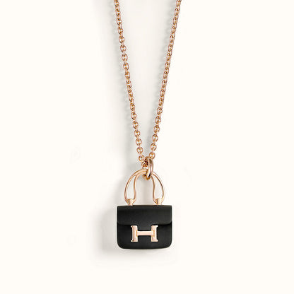 [LunaMar]CONSTANCE BLACK PEDANT ROSE GOLD NECKLACE