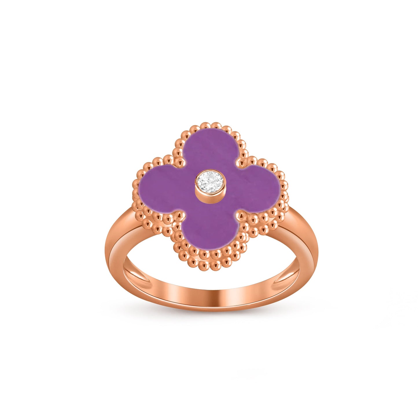 [LunaMar]LUCKY CLOVER DIAMOND-ACCENT ROSE GOLD RING COLLECTION