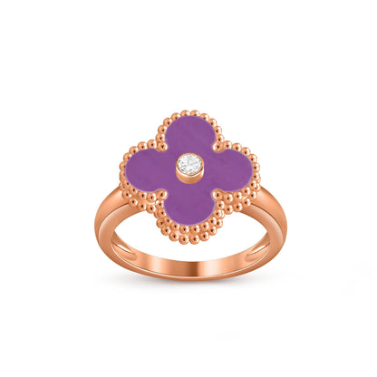 [LunaMar]LUCKY CLOVER DIAMOND-ACCENT ROSE GOLD RING COLLECTION