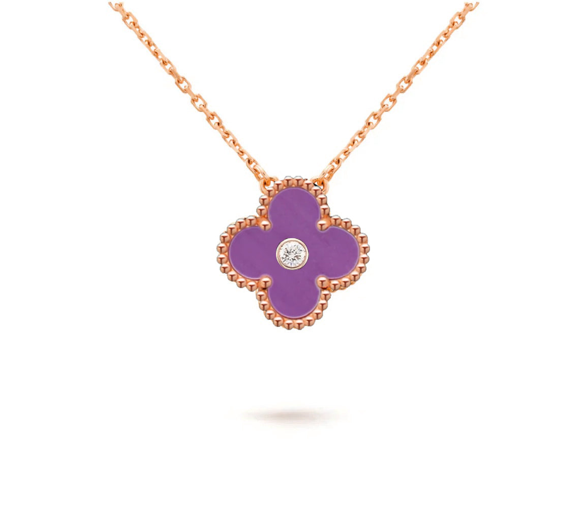 [LunaMar]15MM CLOVER FLOWER DIAMOND PENDANT NECKLACE COLLECTION