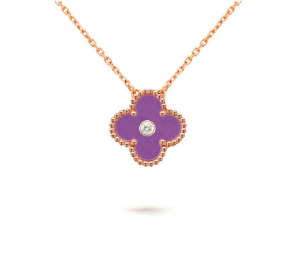 [LunaMar]15MM CLOVER FLOWER DIAMOND PENDANT NECKLACE COLLECTION