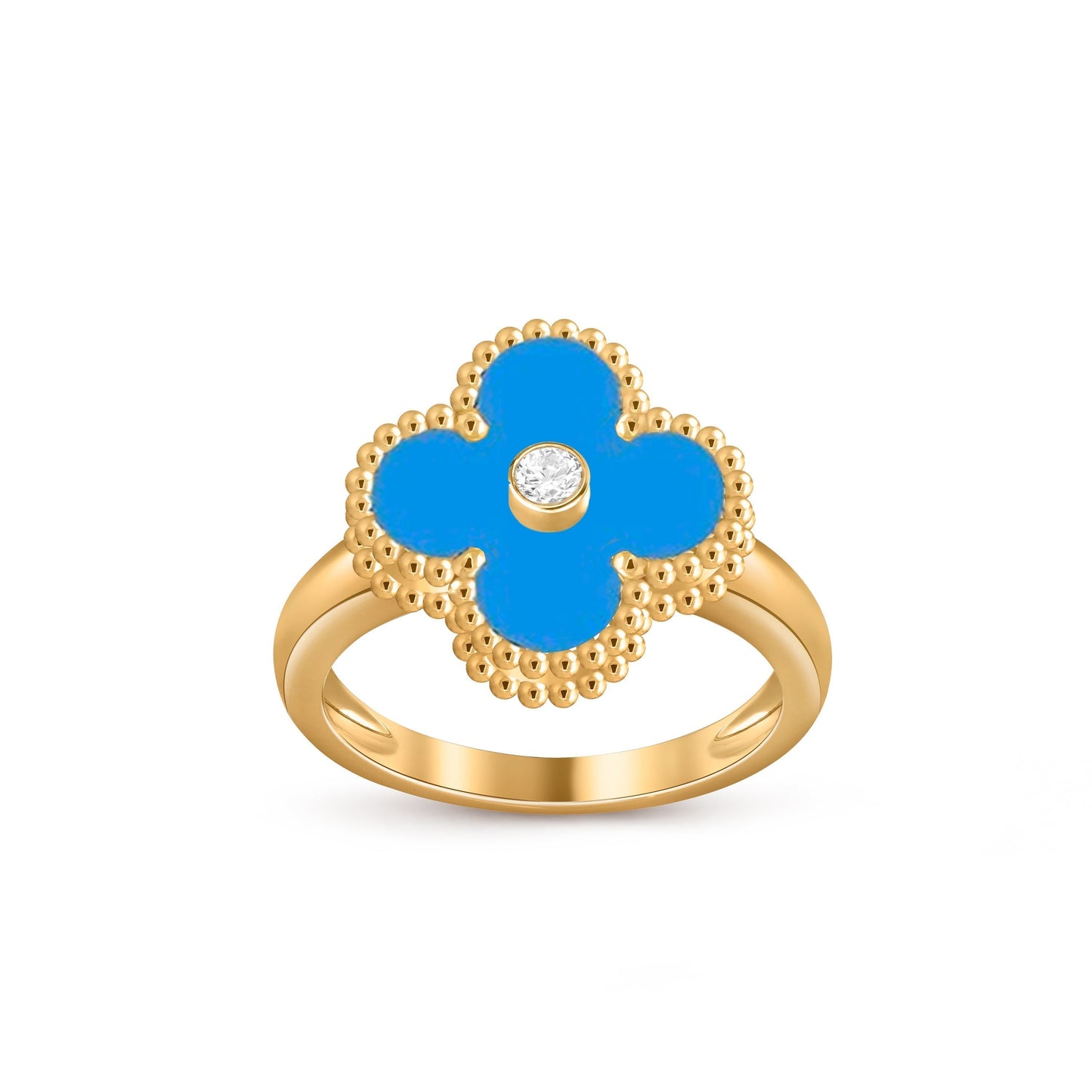 [LunaMar]LUCKY CLOVER DIAMOND-ACCENT GOLD RING COLLECTION