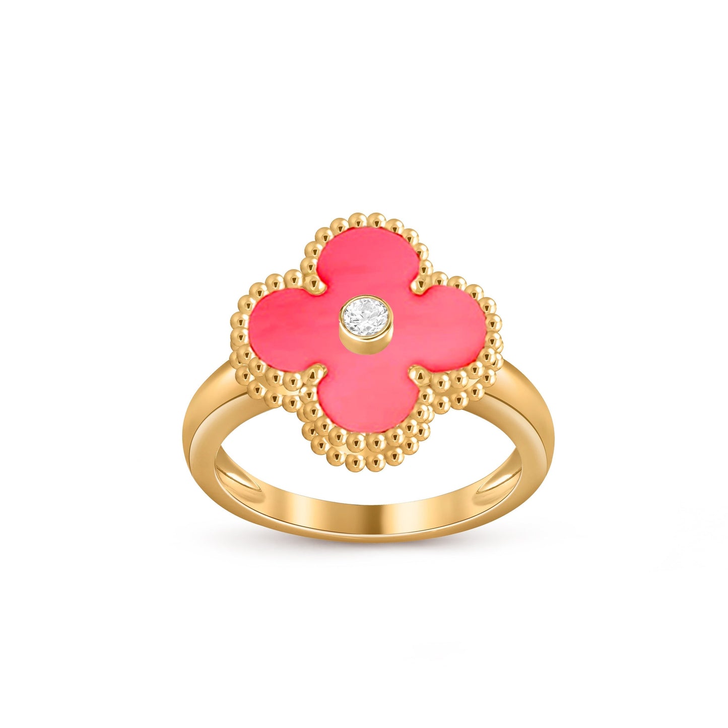 [LunaMar]LUCKY CLOVER DIAMOND-ACCENT GOLD RING COLLECTION