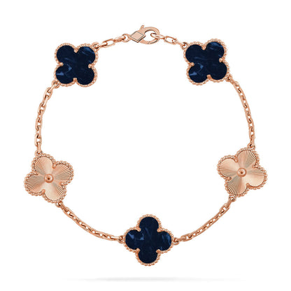 [LunaMar]LUCKY CLOVER 5-MOTIF BRACELET - PIETERSITE COLLECTION