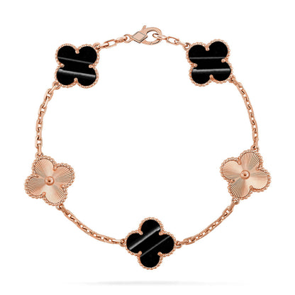 [LunaMar]LUCKY CLOVER 5-MOTIF BRACELET - PULSE STONE COLLECTION