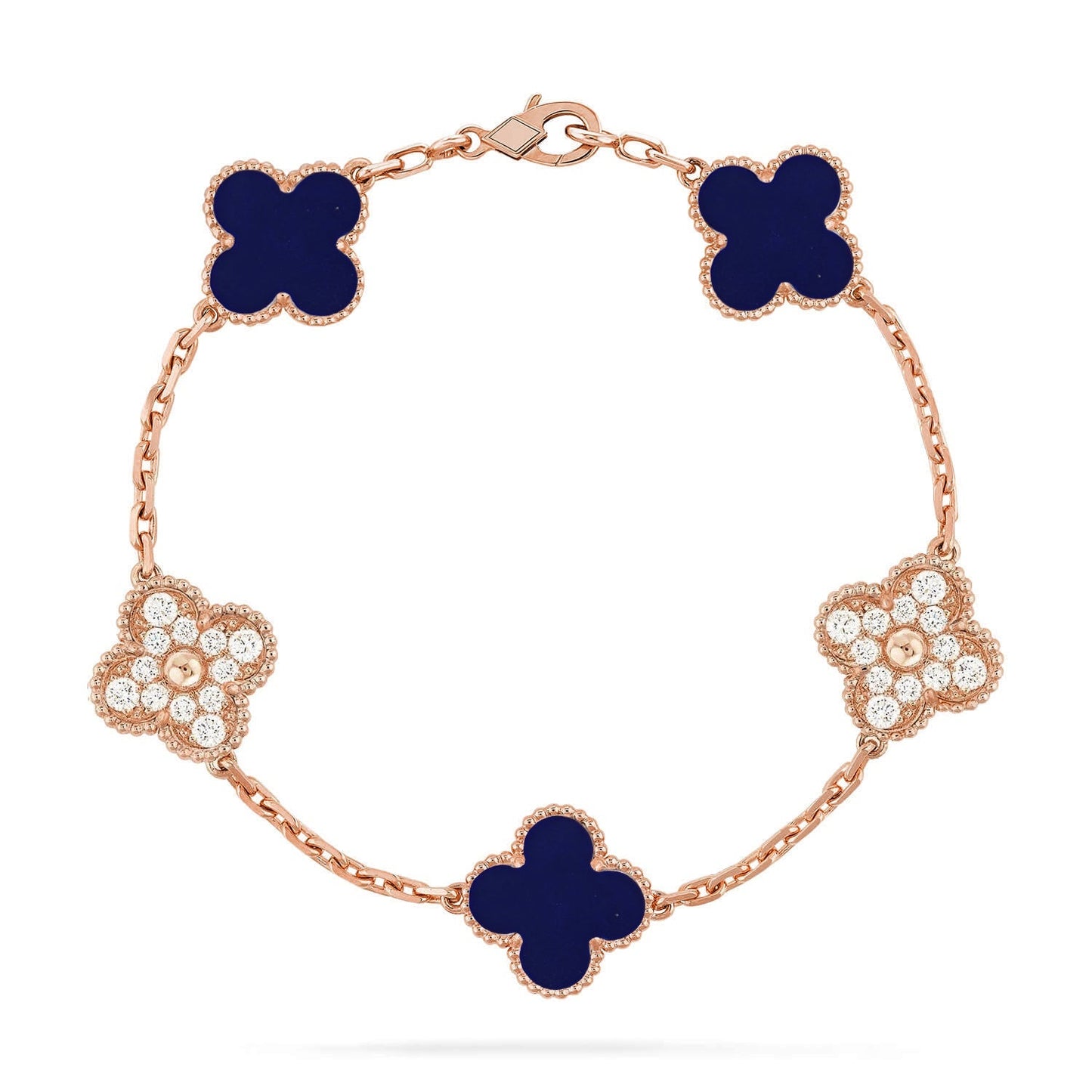 [LunaMar]LUCKY CLOVER 5-MOTIF BRACELET - LAPIS LAZULI COLLECTION