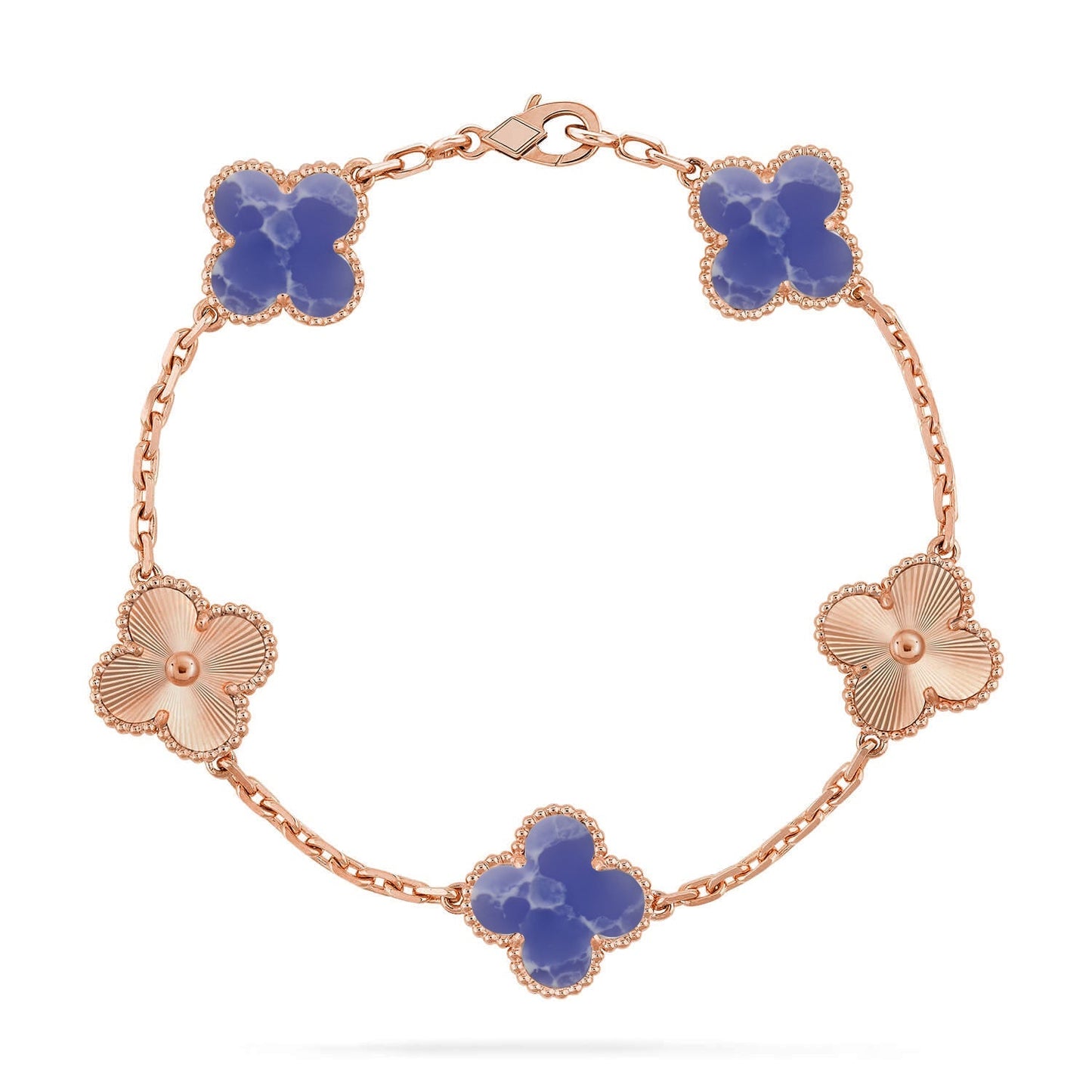 [LunaMar]LUCKY CLOVER 5-MOTIF BRACELET - BLUE LARIMAR COLLECTION
