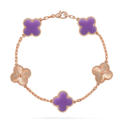 [LunaMar]LUCKY CLOVER 5-MOTIF BRACELET - LAVENDER COLLECTION