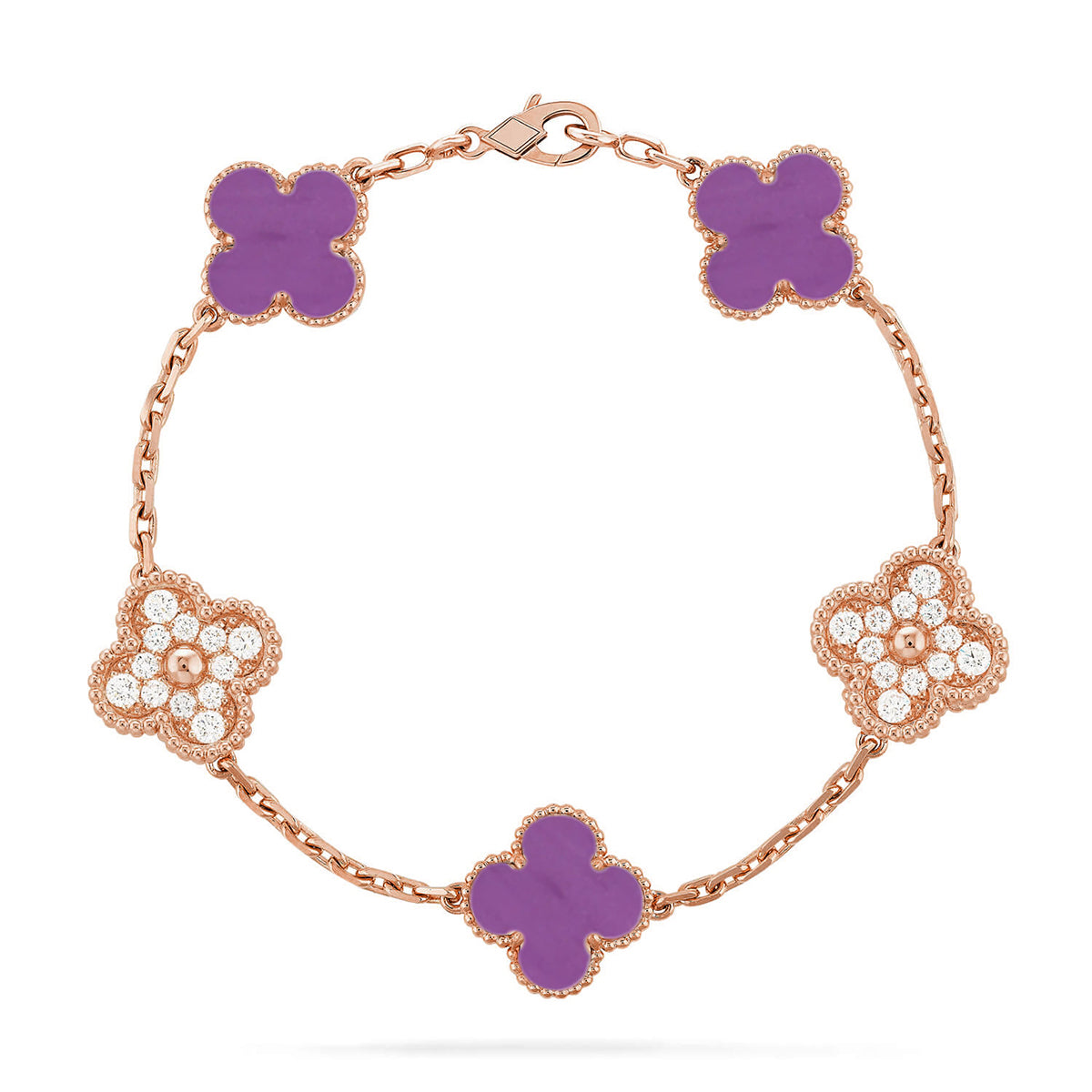 [LunaMar]LUCKY CLOVER 5-MOTIF BRACELET - VIOLET COLLECTION