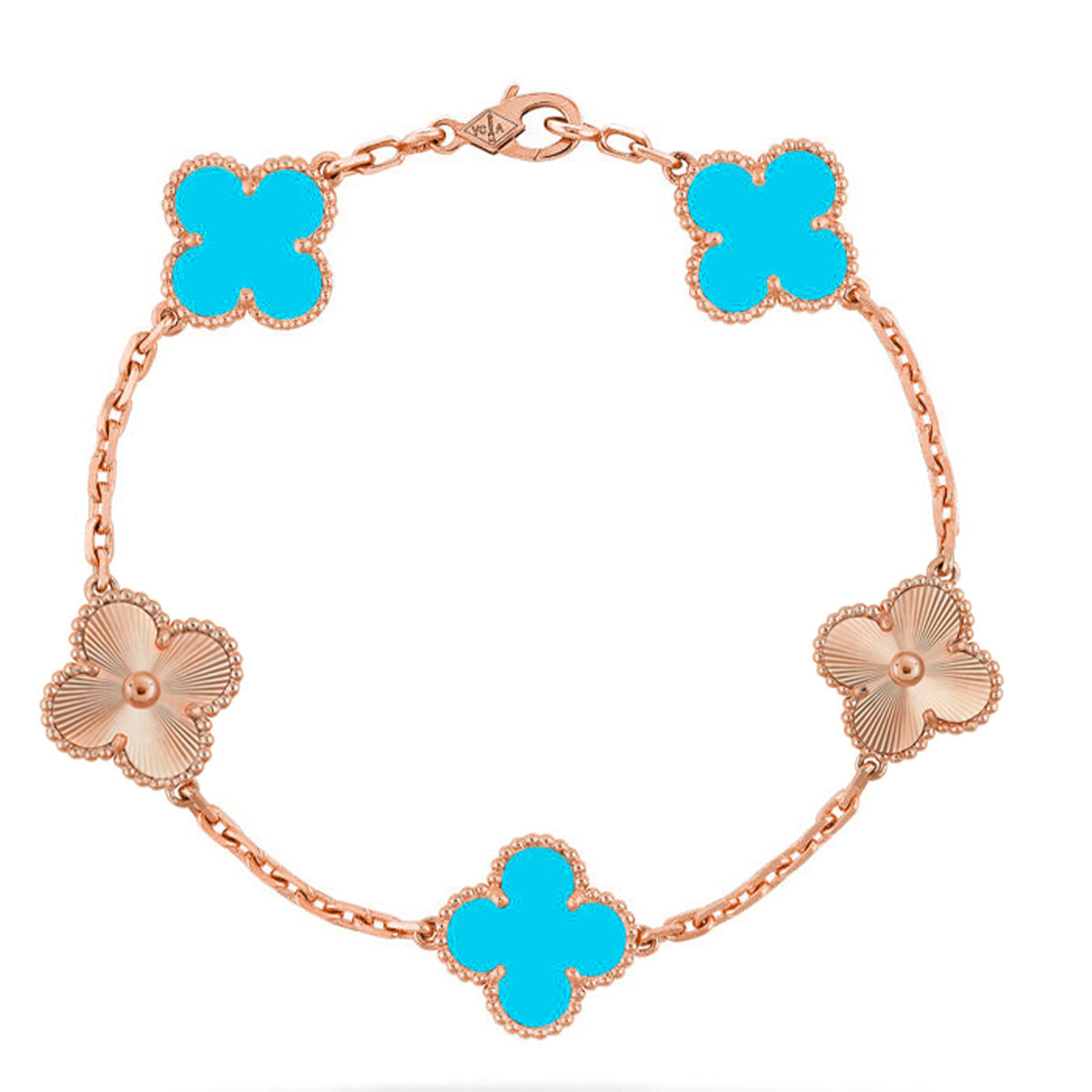 [LunaMar]LUCKY CLOVER 5-MOTIF BRACELET - TURQUOISE COLLECTION
