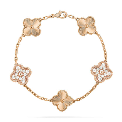 [LunaMar]LUCKY CLOVER 5-MOTIF BRACELET - LASER COLLECTION