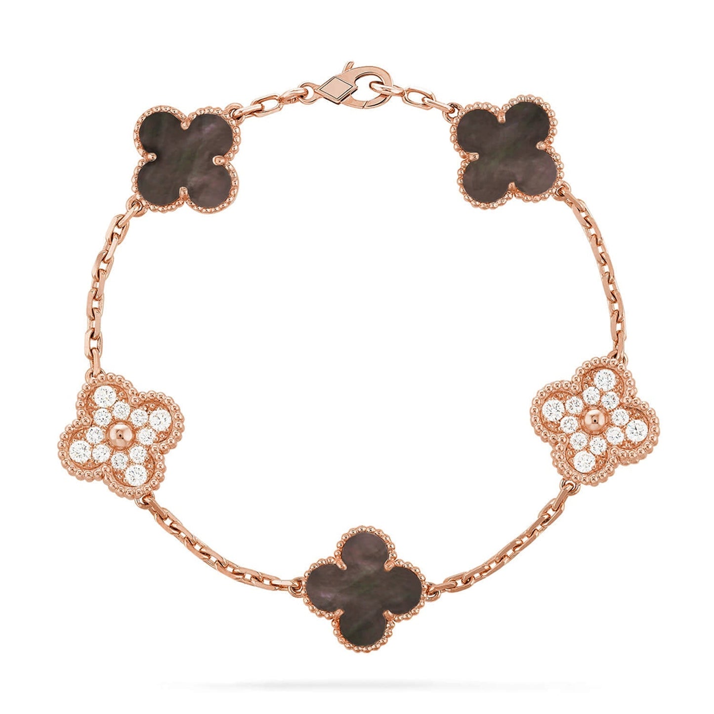 [LunaMar]LUCKY CLOVER 5-MOTIF BRACELET - GREY MOTHER-OF-PEARL COLLECTION