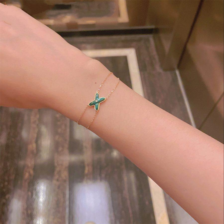 [LunaMar]JEUX BRACELET MALACHITE ROSE GOLD 1 DIAMOND