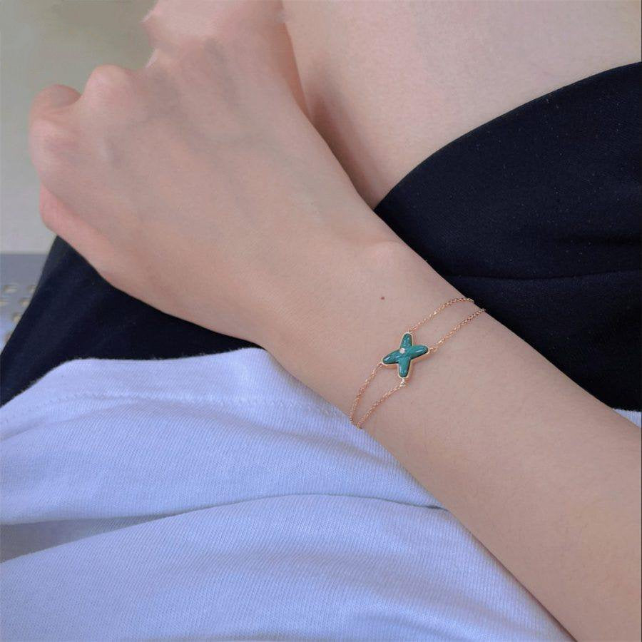[LunaMar]JEUX BRACELET MALACHITE ROSE GOLD 1 DIAMOND