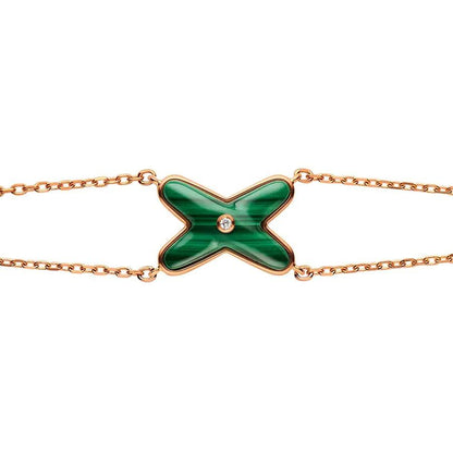 [LunaMar]JEUX BRACELET MALACHITE ROSE GOLD 1 DIAMOND