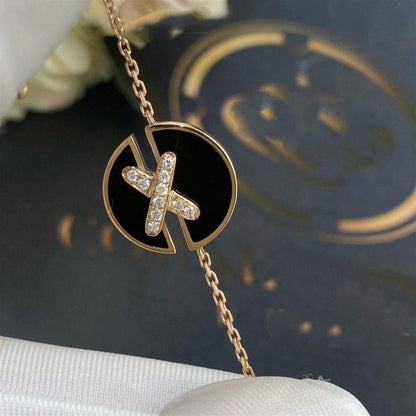 [LunaMar]JEUX DE BRACELET ONYX ROSE GOLD DIAMOND