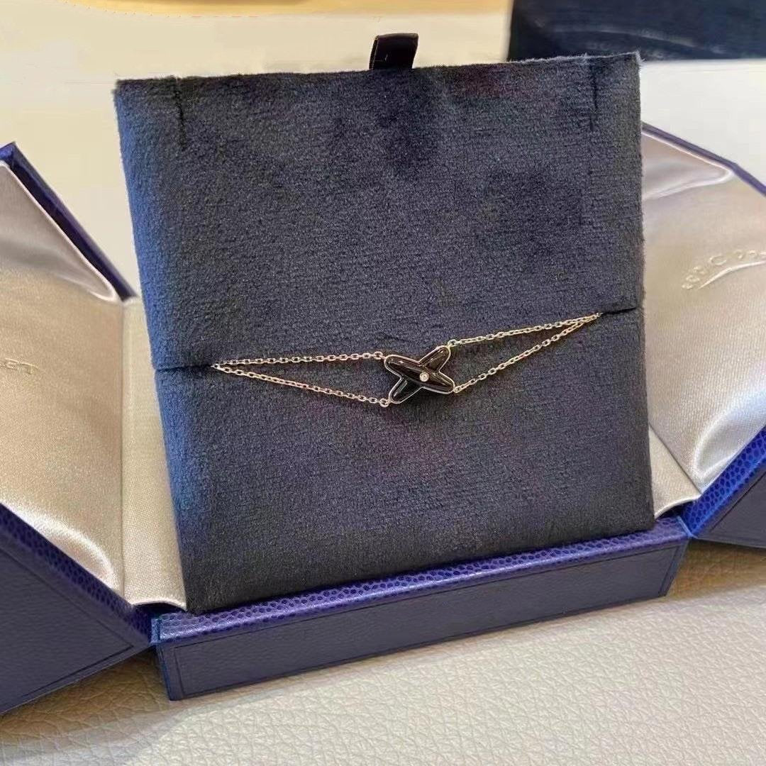 [LunaMar]JEUX BRACELET ONYX ROSE GOLD 1 DIAMOND