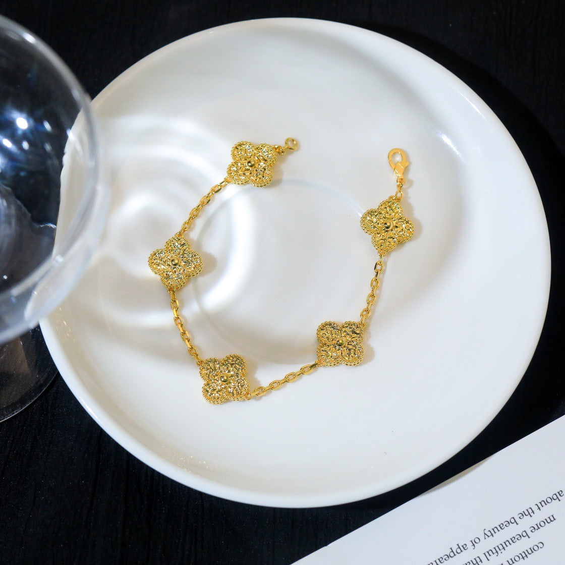 [LunaMar]LUCKY CLOVER 5-MOTIF BRACELET - BRONZING