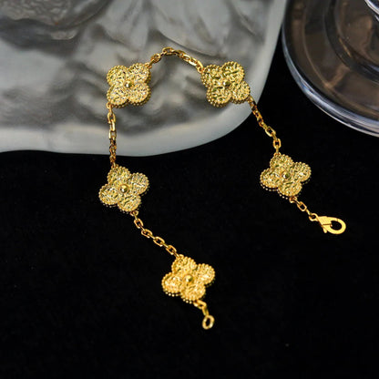 [LunaMar]LUCKY CLOVER 5-MOTIF BRACELET - BRONZING