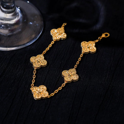 [LunaMar]LUCKY CLOVER 5-MOTIF BRACELET - BRONZING