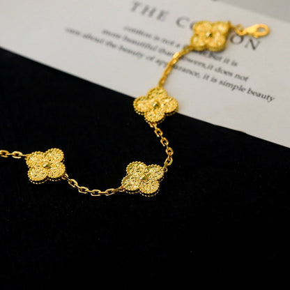 [LunaMar]LUCKY CLOVER 5-MOTIF BRACELET - BRONZING