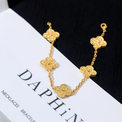 [LunaMar]LUCKY CLOVER 5-MOTIF BRACELET - BRONZING