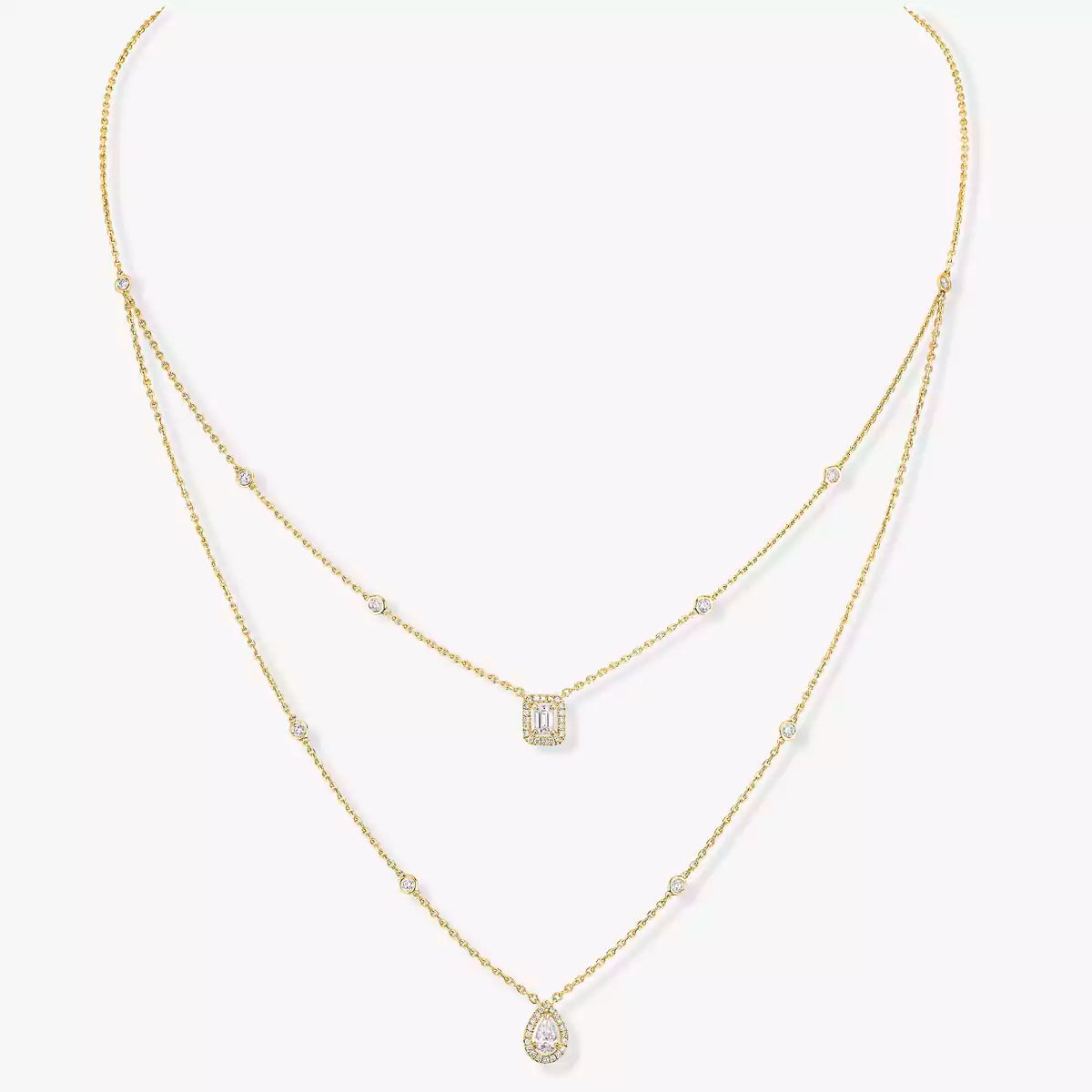 [LunaMar]MY TWIN 2-ROW DIAMOND NECKLACE