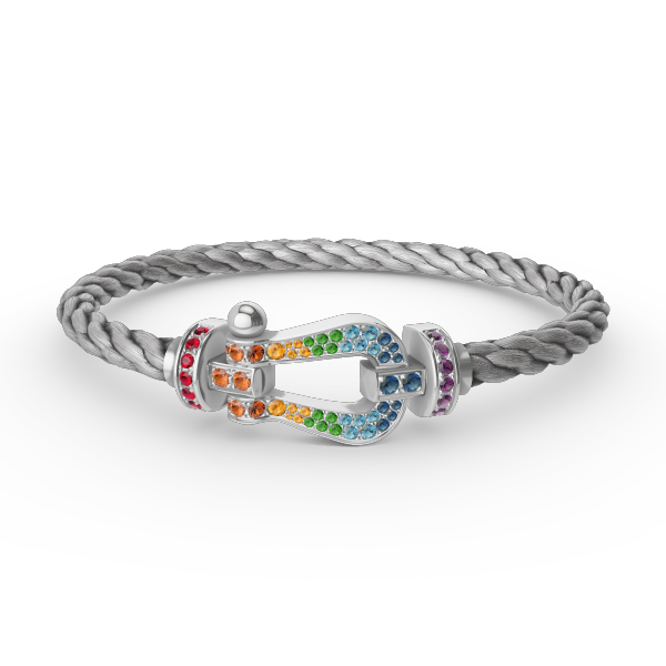 [LunaMar]FORCE LARGE HORSESHOE COLORED DIAMOND BRACELET - WHITE GOLD