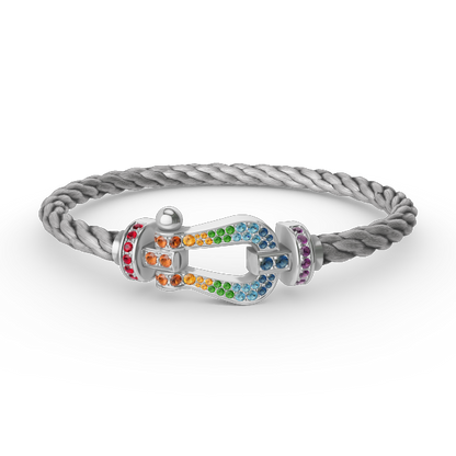 [LunaMar]FORCE LARGE HORSESHOE COLORED DIAMOND BRACELET - WHITE GOLD