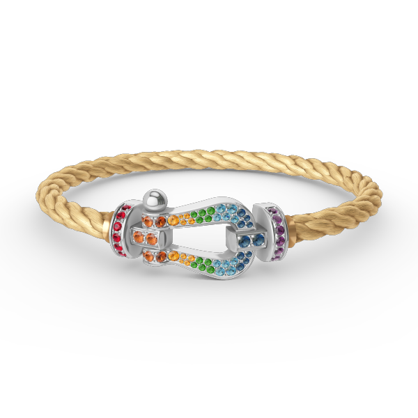 [LunaMar]FORCE LARGE HORSESHOE COLORED DIAMOND BRACELET - WHITE GOLD
