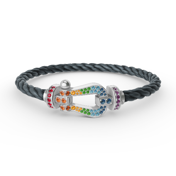 [LunaMar]FORCE LARGE HORSESHOE COLORED DIAMOND BRACELET - WHITE GOLD