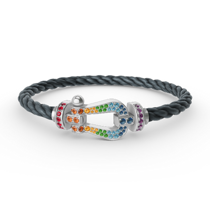 [LunaMar]FORCE LARGE HORSESHOE COLORED DIAMOND BRACELET - WHITE GOLD